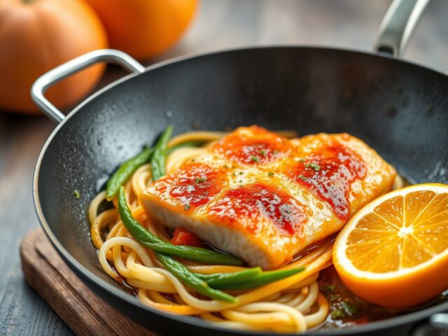 Kalkoenfilet met gember-sinaasappelsaus — AI-gegenereerde illustratie