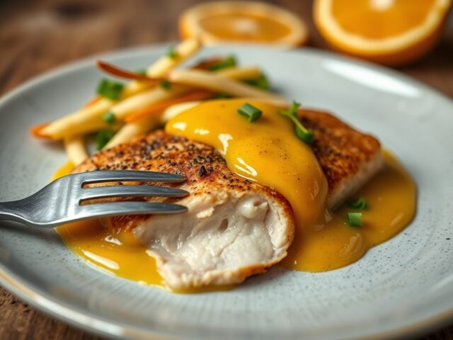 Kalkoenfilet met witloof en sinaasappelsaus