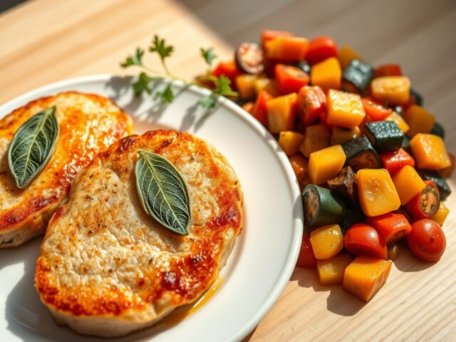 Kalkoenlapjes met salie en ratatouille
