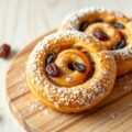 Kaneel-ensaimadas met cranberry en rozijn
