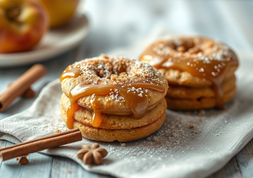 Kaneelcakejes met appel-kaneel stroop, AI-gegenereerde illustratie