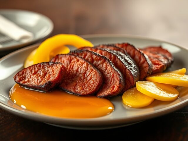 Kangoeroefilet met mangosaus