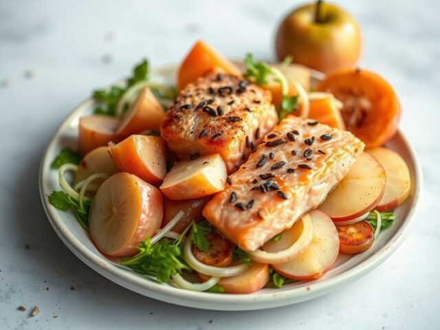 Karin’s eigen zalmsalade — AI-gegenereerde illustratie