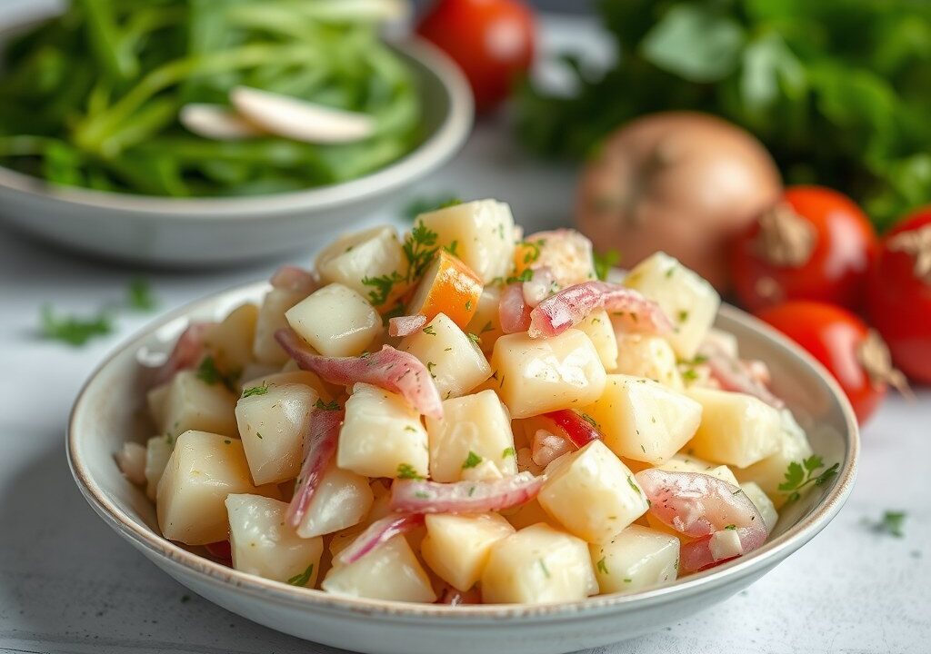 Kartoffelsalat- Aardappelsalade, AI-gegenereerde illustratie