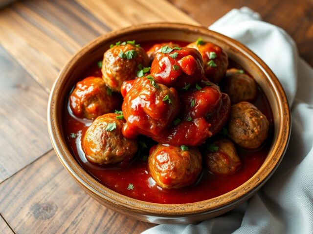 Keftedes me domatosaltsa (gehaktballetjes in tomatensaus)