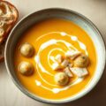 Kerrie crème met courgettebolletjes
