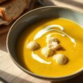 Kerriecréme met courgettebolletjes