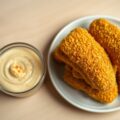 Kerrievissticks en banaansaus