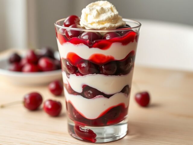 Kersen dessert(trifle) met room