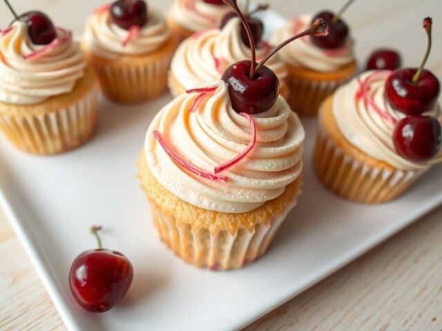 Kersen-rabarbercupcakes
