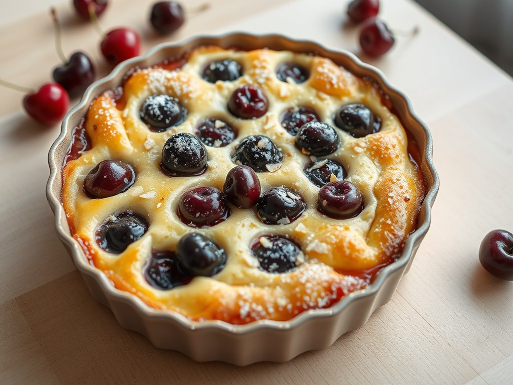 Kersenclafoutis, AI-gegenereerde illustratie