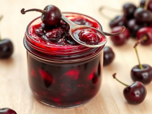 Kersenjam met rozenbottelthee