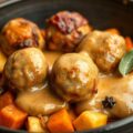 Kerstballen met cognacroomsaus