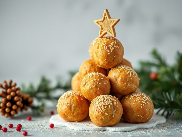 Kerstboom van broodbolletjes