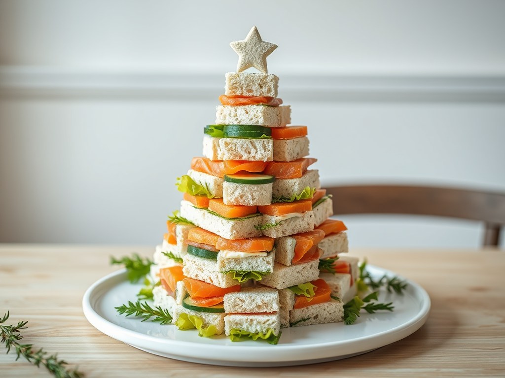 Kerstboomsandwiche, AI-gegenereerde illustratie