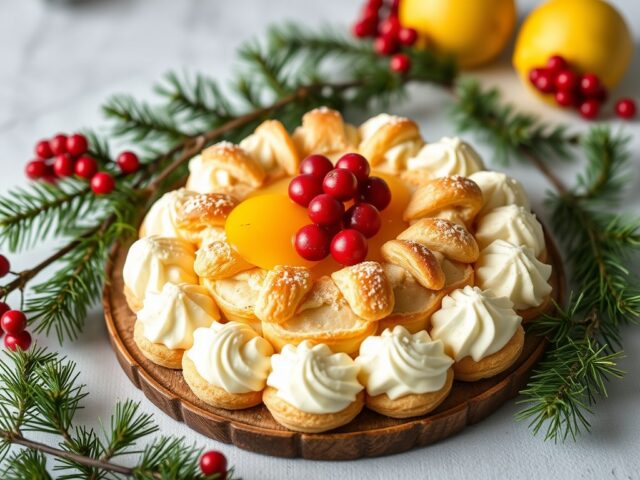 Kerstkrans met amandelschaaf