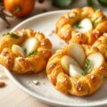 Kerstkransjes met geitenkaas en peer