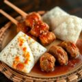 Ketupat Betawi met Saté Lembut