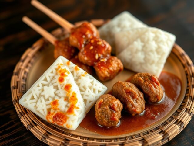 Ketupat Betawi met Saté Lembut