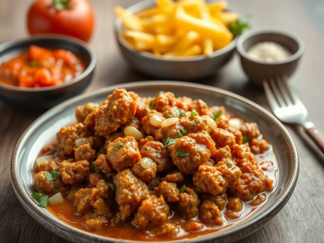 Kheema curry (lamsvlees met kerrie) — AI-gegenereerde illustratie