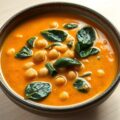 Kikkererwt, spinazie en zoete aardappelsoep