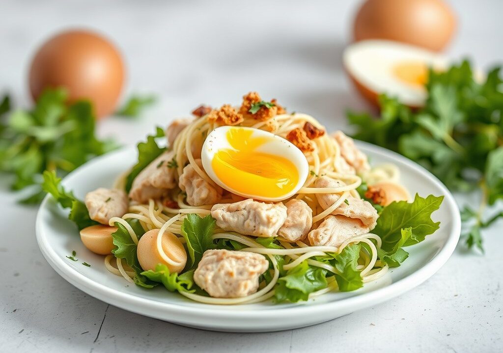 Kip-Caesar salade, AI-gegenereerde illustratie