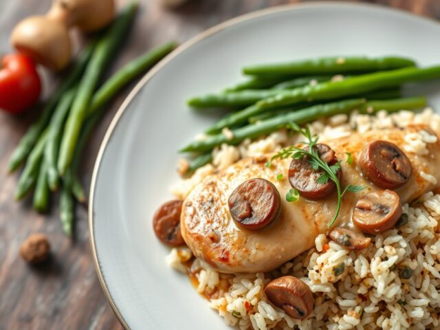 Kip champignonragout met rijst
