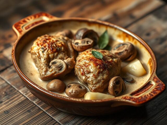 Kip en champignons in geuzebier