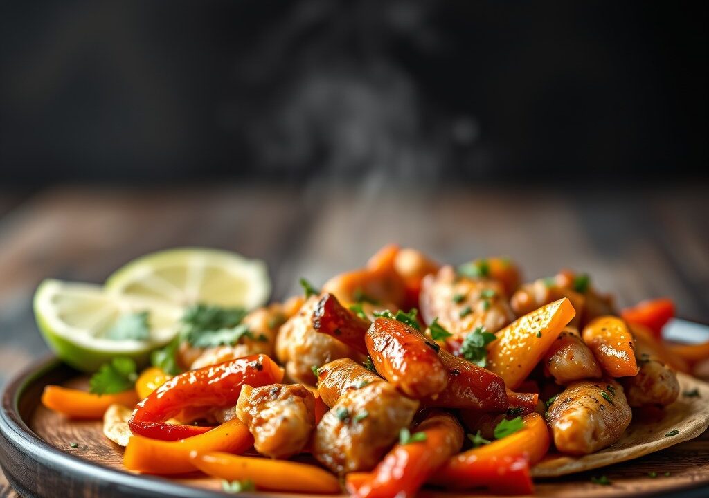 Kip fajitas, AI-gegenereerde illustratie