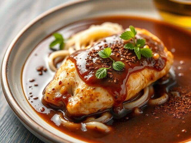 Kip in chocoladesaus