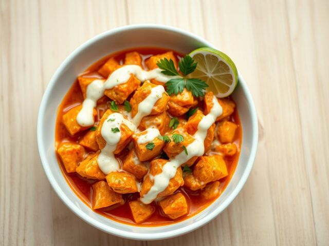 Kip in rode Thaise curry met een yoghonaise saus