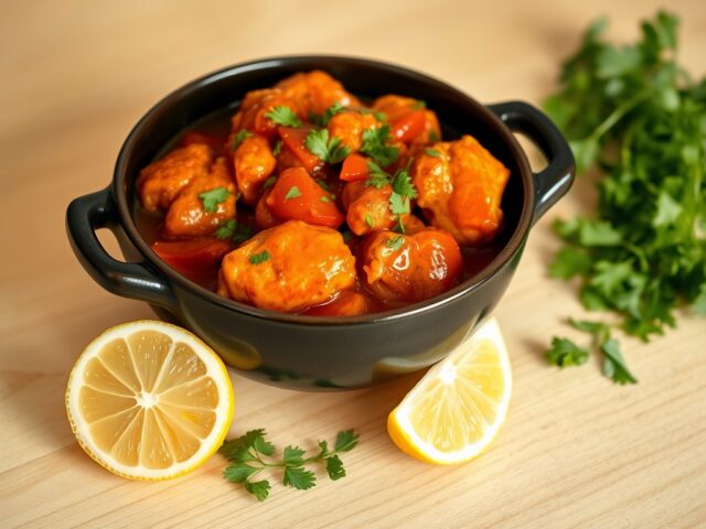 Kip in saus van rode pepers