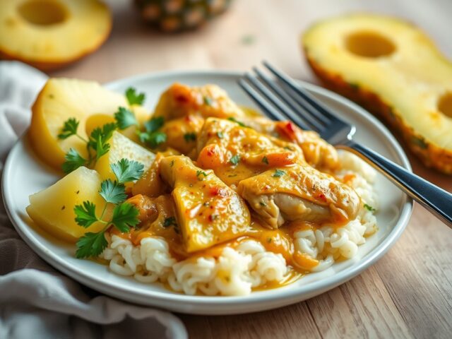 Kip-kerrie ovenschotel met ananas