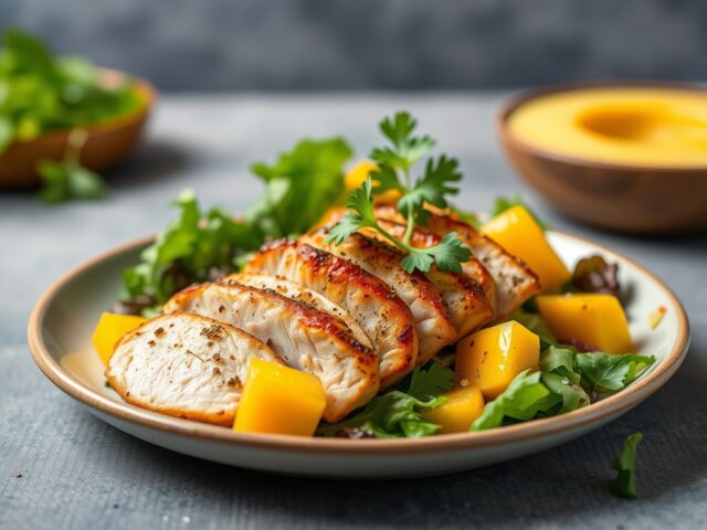 Kip mangosalade — AI-gegenereerde illustratie