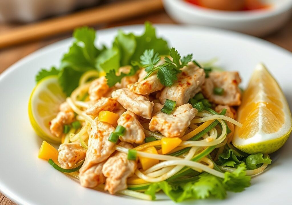 Kip-mangosalade ( Mong Gua Sah Lut ), AI-gegenereerde illustratie