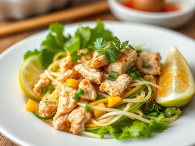 Kip-mangosalade ( Mong Gua Sah Lut ) — AI-gegenereerde illustratie