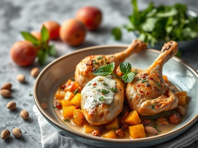 Kip met abrikozen,rozijnen en pistachenootjes