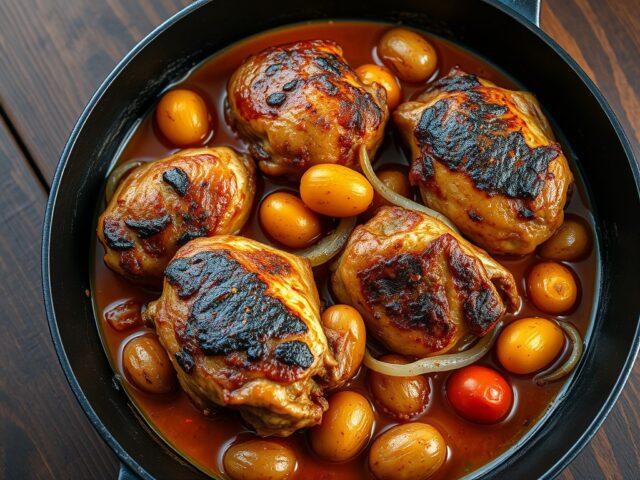 Kip met chorizo en sinaasappel