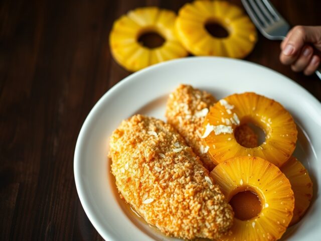 Kip met kokos en ananas