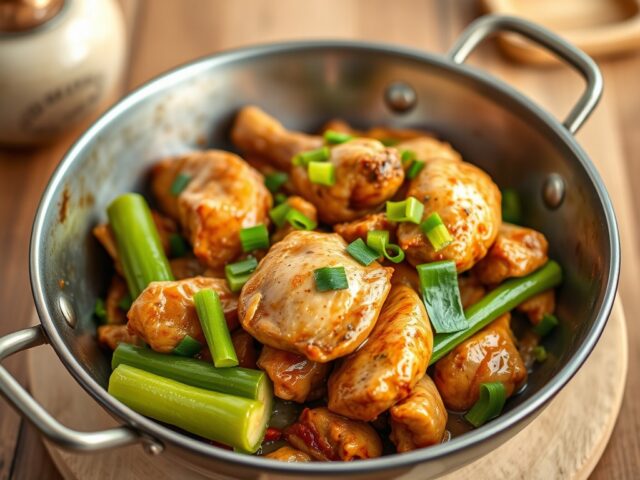Kip met kokosmelk in de wok