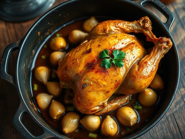 Kip met veertig teentjes knoflook (poulet aux quar
