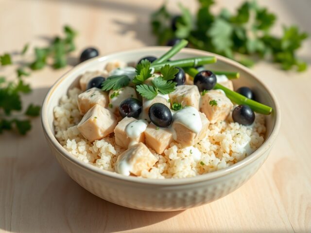Kip met yoghurt en olijven