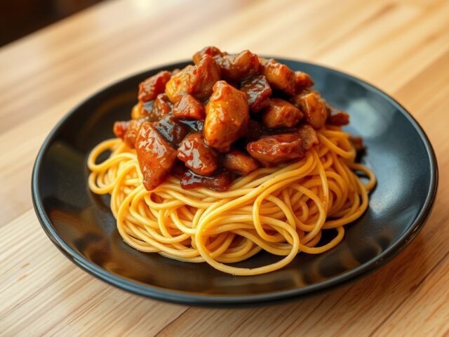 Kip op knapperige mie