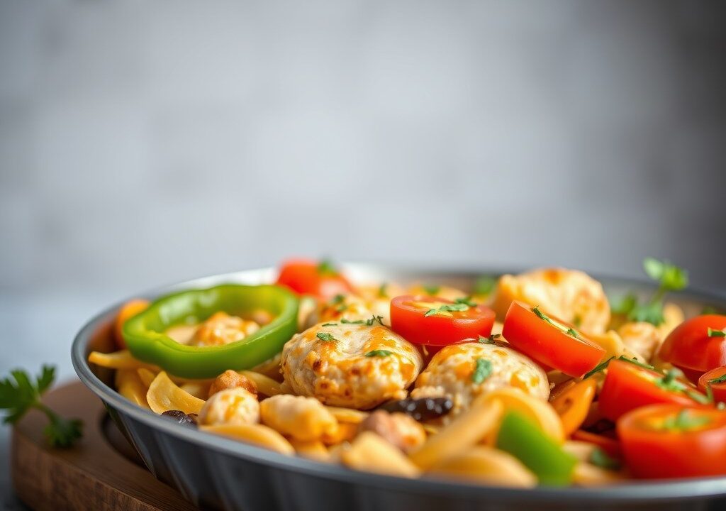 Kip paprika pan, AI-gegenereerde illustratie
