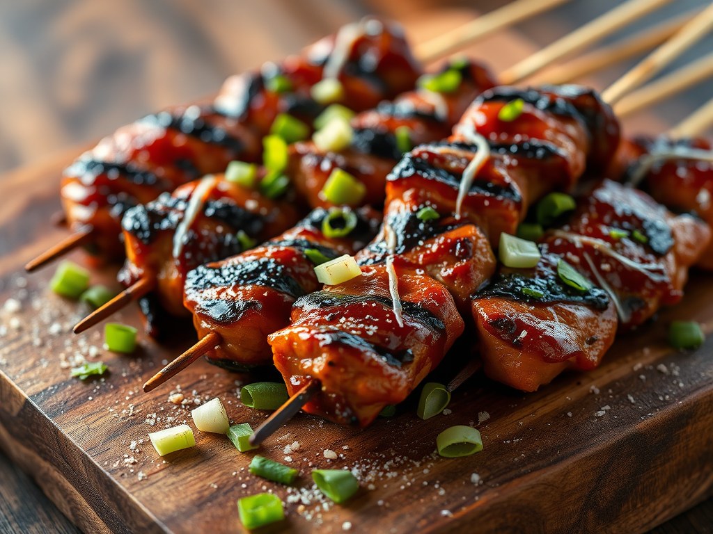 Kip-sate voor de BBQ!, AI-gegenereerde illustratie