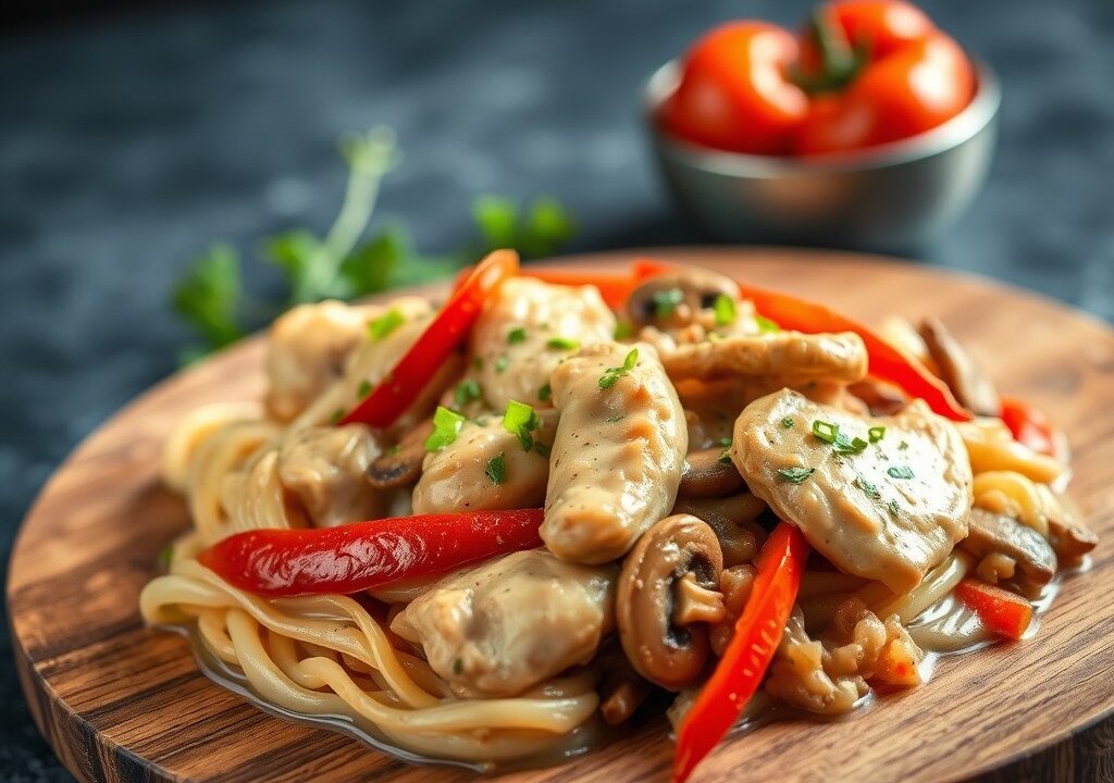 Kip Stroganoff — AI-gegenereerde illustratie