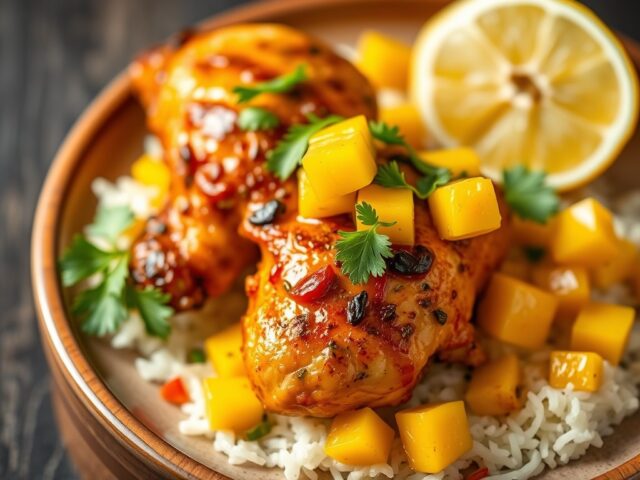 Kip Tandoori met Mango Salsa — AI-gegenereerde illustratie