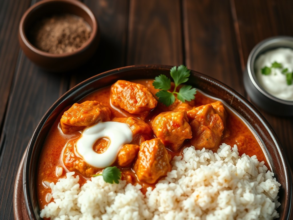 Kip Tikka Masala, AI-gegenereerde illustratie