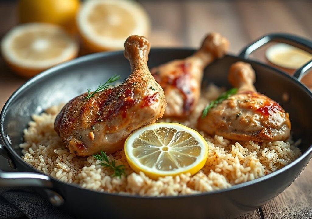 Kip uit de Pan met Cardamom Rijst — AI-gegenereerde illustratie