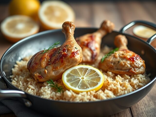 Kip uit de Pan met Cardamom Rijst — AI-gegenereerde illustratie